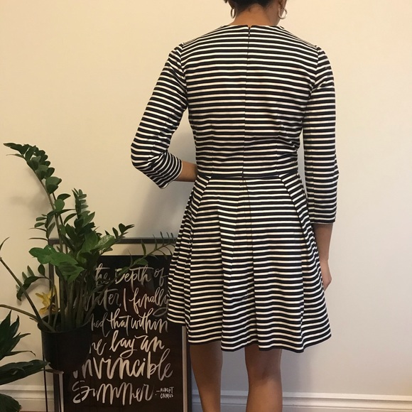 Navy and White Striped Princess Cut Dress - Picture 2 of 7